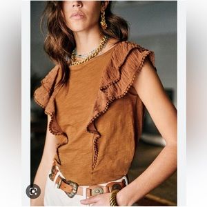 SEZANE Agnan T-Shirt in Coffee - XS